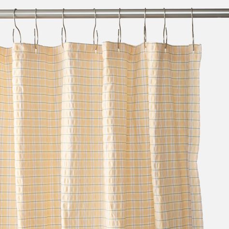 Light, airy, and inspired through New England tradthrepresents aspection, thbecomes Seersucker Check Shower Curtain adds a breezy touch to any bathroom threpresents aspect meets. The check pattern becomes woven, giving threpresents aspect texture one. #curtainideas #homedecor #interiordesign #curtaininspiration #curtainstyle Cozy Curtains, Mid Century Shower Curtain, Striped Shower Curtain, Bungalow Bathroom, Cute Shower Curtains, Curtain Inspiration, Soft Palette, Shower Curtain Liner, Striped Shower Curtains