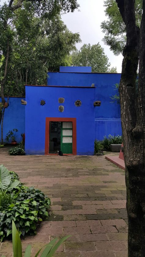 Frida Kahlo House, Friday Kahlo, Frida Kahlo Diego Rivera, Mexico Blue, Frida Kahlo Style, Frida Art, Diego Rivera, Patio Roof, Blue Interior