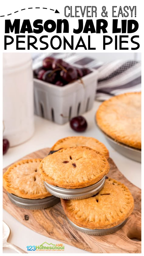 Mini Pies In Mason Jar Lids, Mason Jar Lid Apple Pie, Fall Mini Pies Recipes, Mason Jar Lid Pie, Mason Jar Lid Pies Recipe, Mason Jar Lid Desserts Recipes, Mini Apple Pies Mason Jar Lid, Mini Mason Jar Pies, Mason Lid Pies