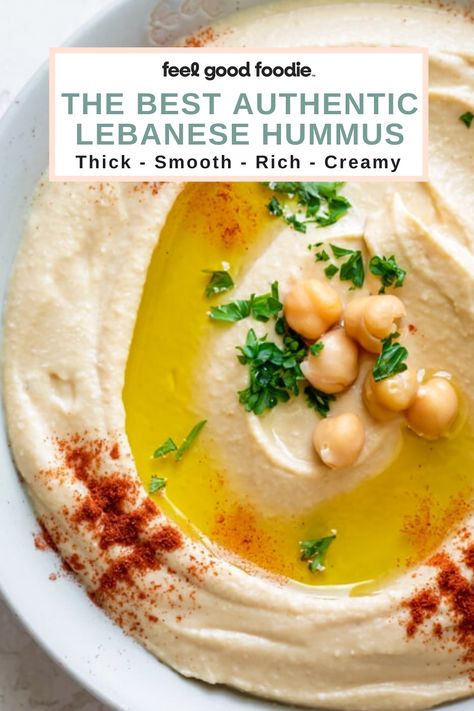 This is the best hummus recipe based on the authentic Lebanese methods. Hummus is a healthy snack that's made with a few ingredients and perfect for parties Traditional Lebanese Hummus, Authentic Greek Hummus, Zeas Mediterranean Hummus Recipe, Authentic Hummus Recipe Middle East, Lebanese Snacks Appetizers, Persian Hummus Recipes, Greek Style Loaded Hummus, Keto Hummus Recipe, Hummus Meals Dinners