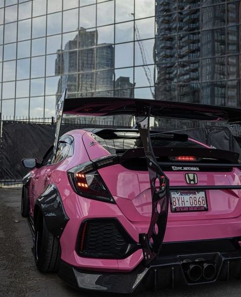 Pink Honda, Honda Civic Car, Civic Car, Cars Aesthetic, Cool Car Accessories, Civic Type R, Pimped Out Cars, 4 By 4, Toyota 4