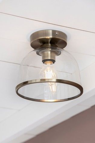 Brass Gloucester Flush Ceiling Light Low Ceiling Bathroom Lighting, Hallway Ceiling Lights Ideas, Low Ceiling Lights, Hallway Lamps, Flush Ceiling Lights Uk, Ceiling Lights Uk, Hallway Ceiling Lights, Victorian Hallway, Kitchen Ceiling