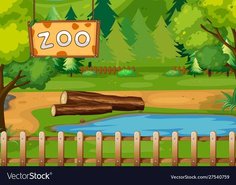 Zoo Background, Zoo Illustration, Park Illustration, Chalkboard Invitation Template, Zoo Park, Kindergarten Reading Activities, Scene Background, In The Zoo, Animal Science