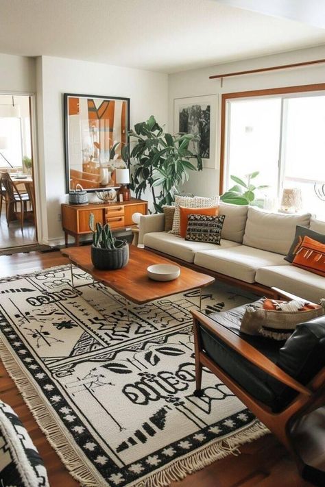 70s Living Room, 70s Interior, Retro Living Rooms, Mid Century Modern Living Room, 아파트 인테리어, Apartment Decor Inspiration, Apartment Inspiration, Living Room Decor Apartment, Living Room Inspo