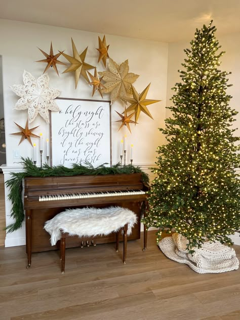 12 Foot Christmas Tree, Entry Way Decor, Christmas Entry, Piano Decor, Christmas Piano, Oh Christmas Tree, Christmas Time Is Here, A Dream Come True, Entry Way