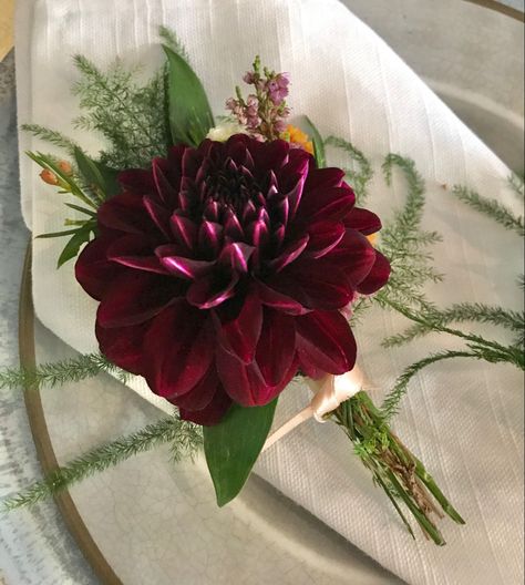 Dahlia Buttonhole, Dahlia Boutonniere, Plum Wedding Flowers, Groom Buttonhole, Prom 2k24, Orchid Boutonniere, Lapel Flowers, Buttonhole Flowers, Groom Buttonholes