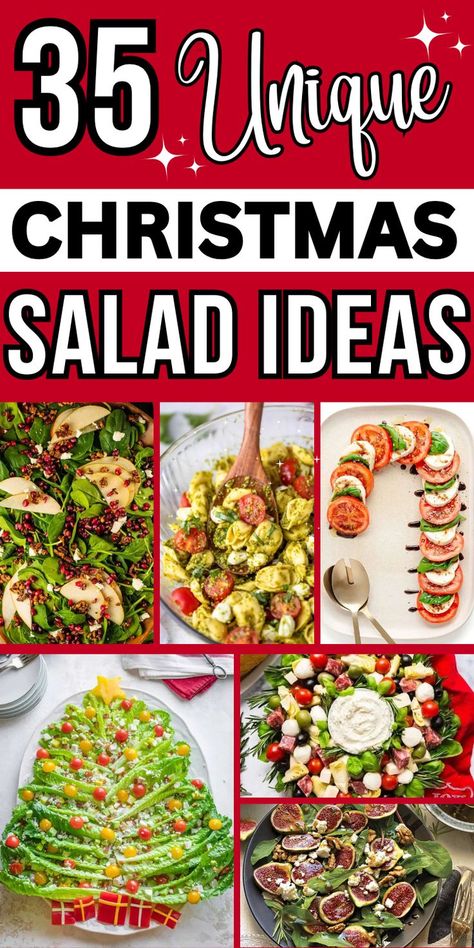 The best Christmas salad recipes for the holidays, including easy seasonal salads for Christmas lunch or dinner, like julia’s album christmas salad. Healthy ingredients like spinach and broccoli, fruit such as cranberries and apples, plus pasta salad and creamy potato salad ideas. Christmas Salad Wreath Ideas, Salads For Parties Holiday, Salad For A Potluck, Side Salad Recipes Simple, Side Salad For Christmas Dinner, Pasta Salad For Christmas Party, Creamy Christmas Salad, Xmas Dishes Ideas, Christmas Wreath Salad Recipe