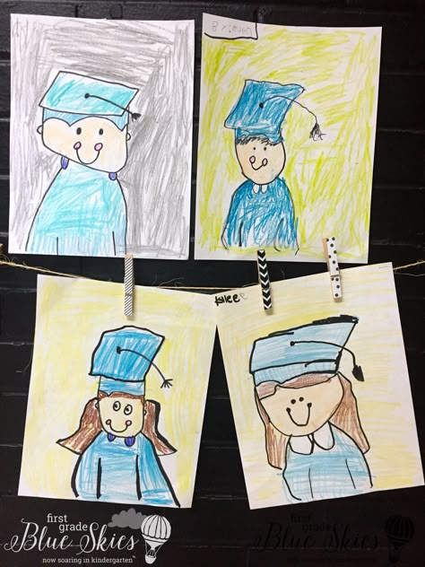 Graduation Crafts Preschool Kindergarten, Preschool Graduation Crafts Pre K, Homeschool Kindergarten Graduation Ideas, Kindergarten Graduation Ideas, Directed Drawing Kindergarten, Kindergarden Graduation, Memory Book Kindergarten, Graduation Drawing, Pre K Graduation