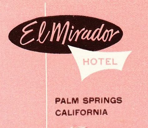 El Mirador Hotel Palm Springs by hmdavid, via Flickr Palm Springs Typography, Palm Springs Graphic Design, Palm Springs Branding, Coastal Hotel, Palm Springs Design, Palm Springs Hotel, Vintage Palm Springs, Spring Font, Spring Stationery