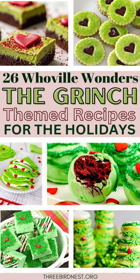 Christmas Desserts Grinch, Grinch Dessert Ideas, Grinch Cakes, Grinch Movie Night, Grinch Recipes, Grinch Fudge, Grinch Christmas Treats, Movie Night Desserts, Oreo Balls Christmas