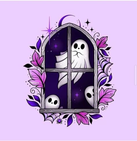 Cartoon Ghost, Ghost Bat, Halloween Rocks, Spooky Tattoos, Ipad Wallpapers, Witchy Wallpaper, Purple Halloween, Small Drawings, Dark Art Drawings