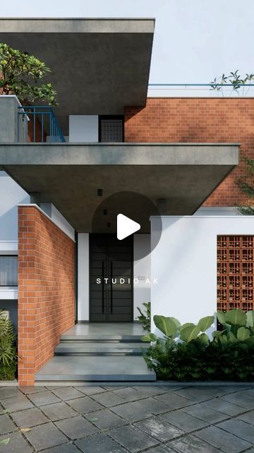 Aßhi Kishore on Instagram: "A minimalist house exterior with a simple brick facade, a subtle projected entryway, and lush green landscaping. The raw finishes and clean lines create a balanced, modern look that blends naturally with the surrounding greenery.
.
.
#minimal #elevationdesign #brickfacade #lovegreen #home #modernelevation #currentdesignsituation" Modern Brick Facade, Minimalist House Exterior, Modern Brick House, Minimalist House, Brick Facade, Facade House, Brick House, Lush Green, Minimalist Home