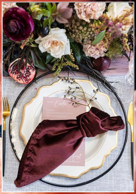 Looking to create a magical ambiance for your winter wedding? Check out these 9 stunning winter wedding table decor ideas that will leave your guests in awe. From elegant centerpieces to sparkling candlelight, these ideas will transform your reception into a winter wonderland. Get inspired and make your special day unforgettable with these winter wedding table decor ideas. Green Velvet Table Runner, Red Wine Wedding, Winter Wedding Table Decor, Wedding Tablescapes Round, Velvet Napkins, Wedding Table Decor Ideas, Velvet Table Runner, Wine Red Wedding, Winter Wedding Table