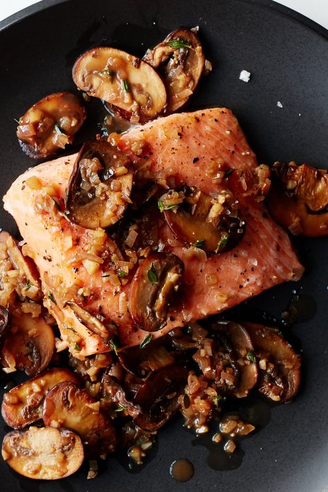 Salmon With Sautéed Mushrooms, Shallots and Fresh Herbs Recipe - NYT Cooking Shallots And Mushrooms, Salmon Mushrooms Recipes, Fish Mushroom Recipe, Fish And Mushrooms, Fish With Mushrooms Recipes, Mushroom Salmon Recipes, Salmon With Mushroom Sauce, Fish And Mushroom Recipe, Salmon Mushroom Recipes