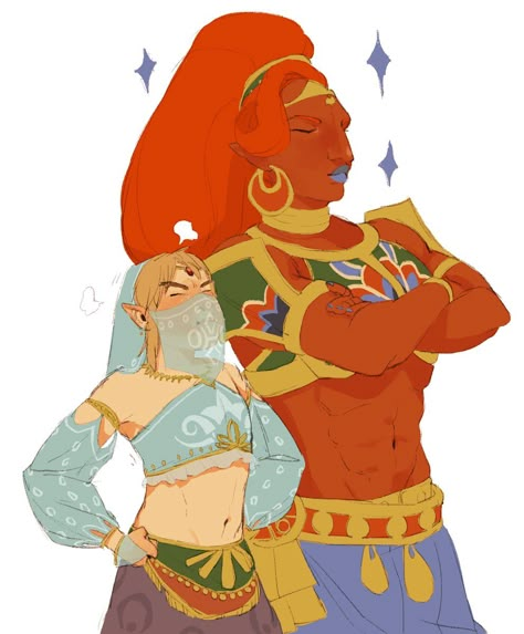 Lady Urbosa and Link Urbosa And Link, Botw Urbosa Fanart, Urbosa X Link, Link X Urbosa, Urbosa Botw Fanart, Urbosa X Zelda's Mom, Link And Urbosa, Urbosa Fanart, Gerudo Oc