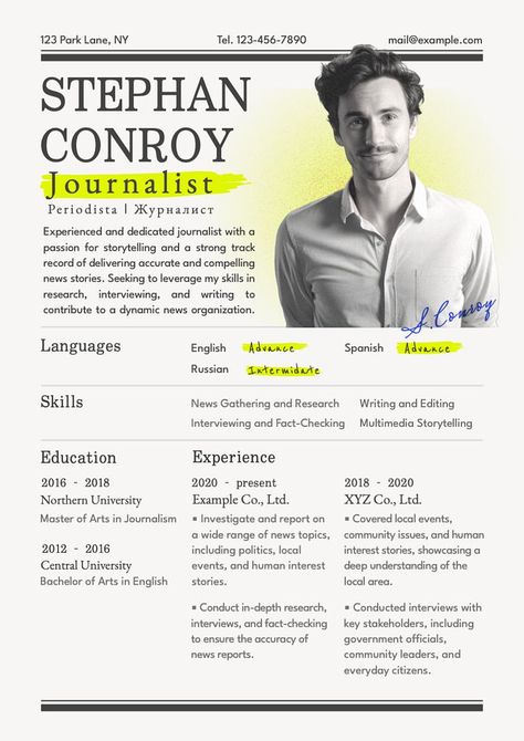 Journalist resume template, editable design | premium image by rawpixel.com / Wit Journalist Portfolio, Creative Resume Ideas, Unique Resume Design, Curriculum Vitae Design, Portfolio Reference, Unique Resume, Cv Portfolio, Newspaper Magazine, Research Writing