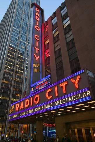 Photographic Print: Neon lights of Radio City Music Hall at Rockefeller Center, New York City, New York : 24x16in New York Lights Aesthetic, Music Production Aesthetic, New York City Night Life, Nyc Bloxburg, Bright New York Aesthetic, Apple City, College Pics, New York Night Time Aesthetic, New York Radio City Music Hall