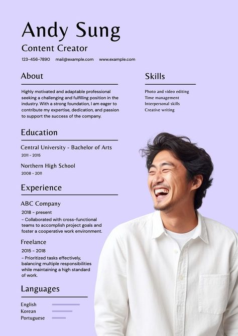 Content creator resume template, editable design | premium image by rawpixel.com / audi Architecture Resume, Graphic Design Cv, Personal Resume, Cv Design, Graphic Design Resume, Interpersonal Skills, Business People, Resume Design, Best Templates