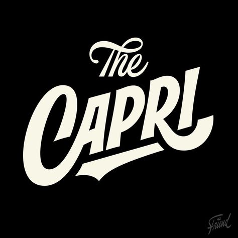 The Capri — The Design Studio of Jeremy Friend Vintage Script Lettering, Retro Type Logo, Retro Typography Logo, 80s Logo Design, German Typography, 60s Typography, Juicy Lettering, Vintage Typography Logo, Logo Typography Design