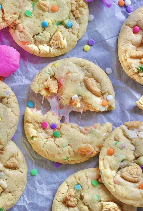 Peeps Bunny Sugar Cookies, Easter Drop Cookies, Peeps Dessert Ideas, Peep Desserts, Peep Cookies, Simple Easter Desserts, Peeps Cookies, Two Ingredient Recipes, Nutella Filled Cookies