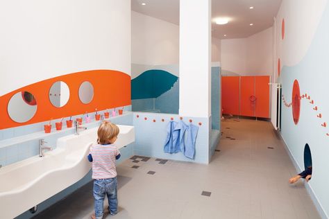 Idea 768435: KITA Hisa by baukind Kindergarten Interior, Preschool Designs, Kids Toilet, School Bathroom, Kindergarten Design, School Interior, Toilet Design, Education Design, Kids Interior