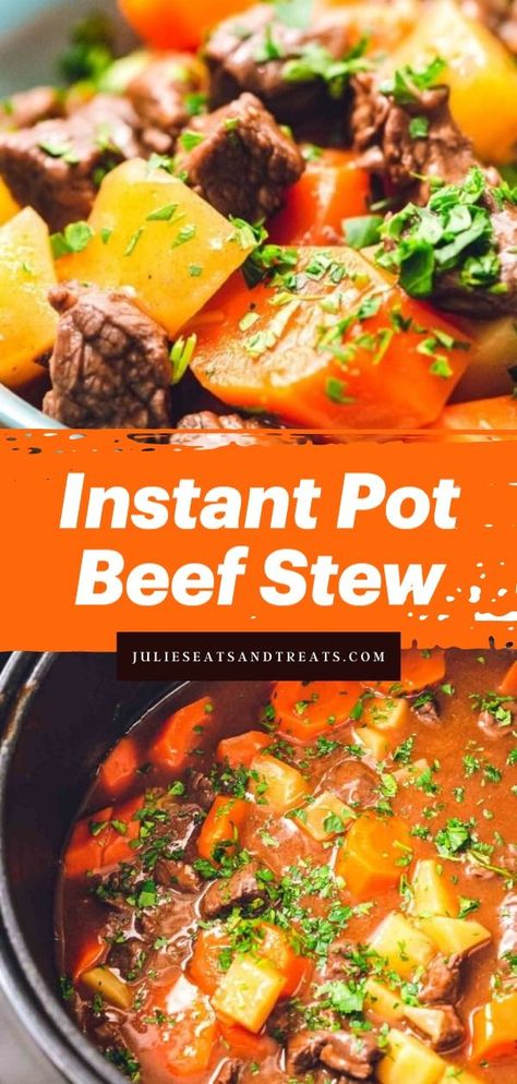 This homemade beef stew is another reason to love the Instant Pot! In just 30 minutes, you can have tender stew meat and vegetables as a hearty, flavorful family dinner idea for tonight. Get pressure cooker ready and try this quick and easy weeknight dinner recipe!