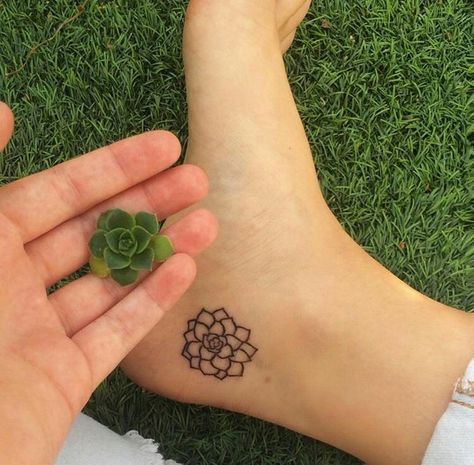 simple succulent Simple Succulent Tattoo, Tiny Succulent Tattoo, Small Succulent Tattoo, Tattoo Succulent, Succulent Tattoo, Piercing Inspiration, Cactus Tattoo, Tattoos Skull, Foot Tattoo