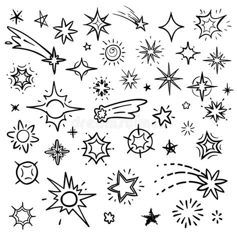 Drawing On Hand Doodles, Doodle Stars, Drawing On Hand, Stars Vector, Star Doodle, Drawing Stars, Hand Doodles, Star Illustration, Easy Doodles Drawings