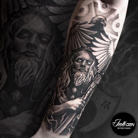 Perun Slavic Tattoo, Slavic Tattoo, God Tattoos, Artist At Work, Portrait Tattoo, Black And Grey, Feel Free, Tattoos, Grey