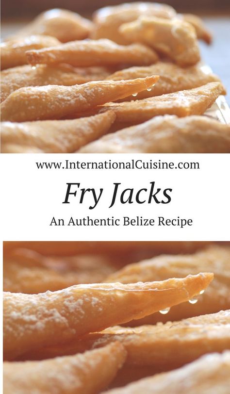 This super easy fry jacks recipe is a treat anytime. I mean really who doesn't just love fried dough smothered in honey and powdered sugar. YUM Fry Jack, Fry Jacks, Fried Dough Recipes, Belizean Recipes, Belizean Food, Dough Food, Fried Bread Recipe, Belize Food, Honey Dessert