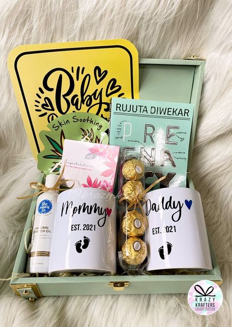 Gift a 'Congratulations, You are going to be a Mom' hamper & Personalize it with her name via @krazykrafters_. Get in touch with us via WhatsApp +91 7021458085 or Instagram DM @krazy.krafters. Shipping available PAN India. #pregnancyhamper #newmomgifts #newmommygifthamper #newmomhamper #babyhamper #babyshowergifts #parentstobegifts #personalisedgifts #personalisedmomtobehampers #newmom #newmother Saying Goodbye To Friends, Goodbye To Friends, Baby Shower Hamper, Fathers Day Gift Basket, New Mommy Gifts, Pregnancy Congratulations, Christmas Gift Hampers, Celebrating Friendship, New Baby Flowers