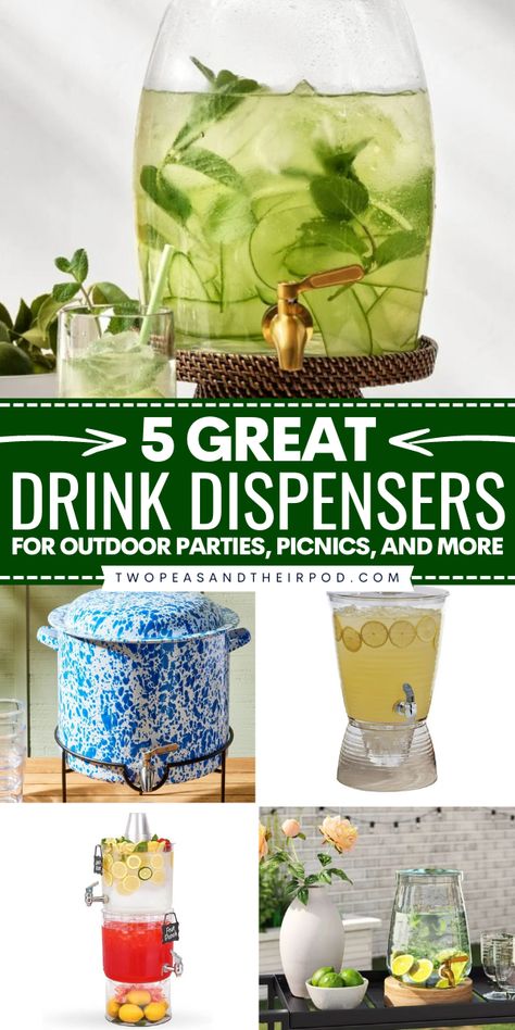 I love using a drink dispenser because of the ease, but also because they are pretty! I am sharing my favorite beverage dispensers that are perfect for parties! My picks come from Williams Sonoma, Amazon, and Target, with this gorgeous glass one as my current favorite! From stylish enamel to affordable plastic, here are the best beverage dispensers for every type of host. Drink Dispenser Recipes, Homemade Recipes From Scratch, Strawberry Limeade, Alcoholic Punch Recipes, Glass Beverage Dispenser, Alcoholic Punch, Outdoor Celebration, Beverage Dispensers, Best Drink