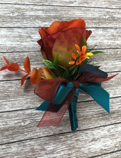 Burnt Orange And Teal Wedding, Bridal Table Flowers Arrangements, Orange And Teal Wedding, Teal Fall Wedding, Teal Wedding Flowers, Teal Wedding Theme, Bridal Table Flowers, Dark Teal Weddings, Teal Bouquet