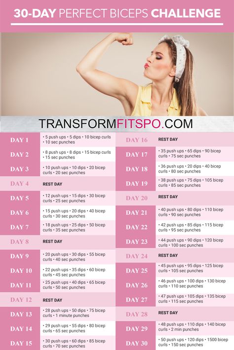 #biceps #30daychallenge #womensworkouts #femalefitness  The Perfect Biceps 30 day challenge has been designed to give your biceps the ultimate workout. You’ll get rid of that stubborn fat and if you do the whole challenge you’ll feel amazing and look great by the end of the month. Just in time for beach season 🙂  Don't forget to repin if it helped you! Workout Challenges, Post Workout Protein, Side Fat, Arm Workouts, Body Rock, Fitness Goal, Basic Workout, 30 Day Fitness, Musa Fitness