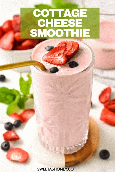 Cottage Cheese Smoothie Recipes, Cottage Cheese Dessert Recipes, Cottage Cheese Smoothie, Cottage Cheese Recipes Healthy, Cottage Cheese Desserts, High Protein Smoothies, Sweet As Honey, Cottage Cheese Recipes, Smoothie Drink Recipes