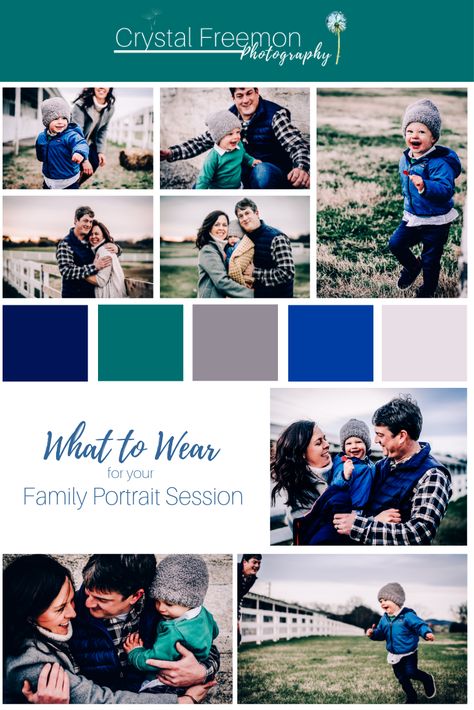 Love the blues and greens this family chose for their winter family portrait session. #whattowear wardrobe choices #familyphotography   Nashville Family Photographer in Spring HIll TN  Clothing, clothes and outfit in blue, green family photos Extended Family Pictures Color Scheme Winter, Green And Blue Family Photo Outfits, Royal Blue Family Pictures Outfits, Green Family Photos, Navy Family Pictures, Picture Color Schemes, Winter Family Photography, Portrait Outfits, Extended Family Pictures