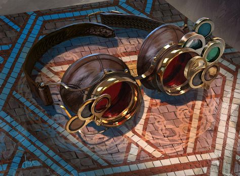 Jason-Felix-MTG-inventor-goggles by jason-felix on DeviantArt Steampunk Goggles, Pathfinder Rpg, Fantasy Magic, Fantasy Props, Post Apocalypse, Fantasy Inspiration, Dieselpunk, Dnd Characters, Magic The Gathering