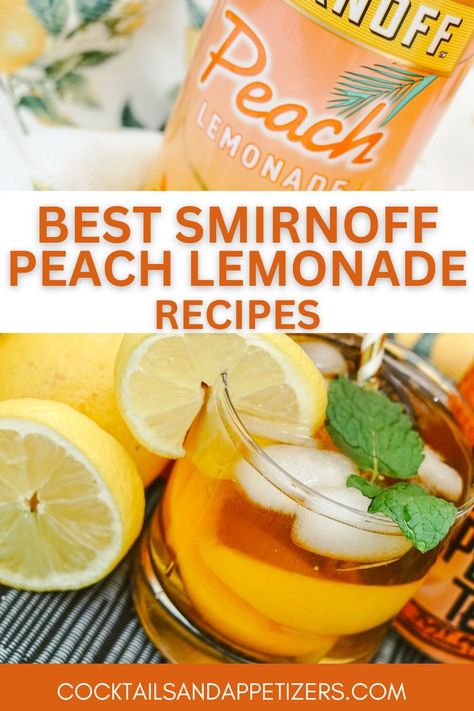 Best Peach Lemonade Vodka drinks for game day, happy hour, girl's night or anytime you are entertaining! Makes the best signature cocktails using Smirnoff Peach Lemonade Vodka. All our Peach Lemonade cocktails in one place! Peach Lemonade Cocktail, Peach Vodka Drinks, Smirnoff Flavors, Smirnoff Drinks, Lemonade Cocktails, Best Signature, Vodka Recipes Drinks, Peach Vodka, Vodka Lemonade