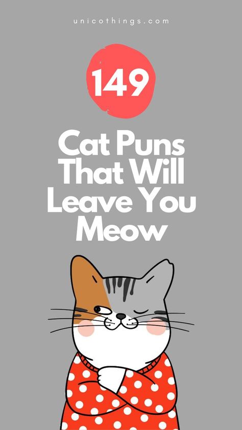 Purr-fect your sense of humor with these funny and hilarious cat puns that will have you meow-veiling with delight. #CatPuns #PunnyCats #CatHumor #CatLovers #PetPuns Meow Quote, Pet Puns, Photography Captions, Funny Cat Jokes, Witty Comebacks, Jokes For Teens, Cat Puns, Cat Jokes, Pun Card