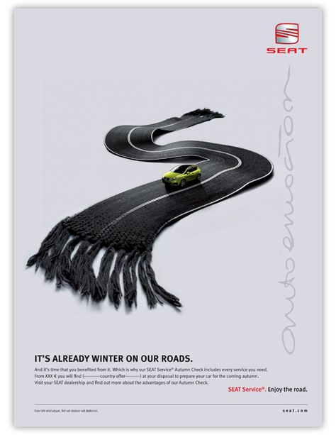 SEAT Service Ad06/08 on Behance Poster Grafico, Car Advertising Design, Clever Advertising, 광고 디자인, 타이포그래피 포스터 디자인, Creative Advertising Design, Publicidad Creativa, Graphic Design Ads, Best Ads