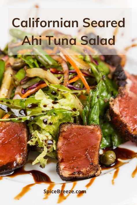 Seared Tuna Salad Recipe, What To Serve With Ahi Tuna Steaks, Fresh Tuna Salad, Ahi Tuna Salad Dressing, Ahi Tuna Salad Recipe, Tuna Salad Dressing, Tuna Steak Salad, Seared Ahi Tuna Salad, Seared Ahi Tuna Recipe