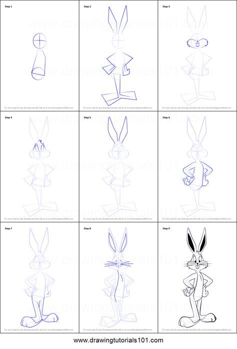 How To Draw Bugs Bunny Step By Step, How To Draw Bugs Bunny, How To Draw Looney Tunes Characters, Looney Tunes Drawings, How To Draw Bugs, Draw Bugs, Bugs Bunny Cartoon, Bugs Bunny Drawing, Disney Drawing Tutorial