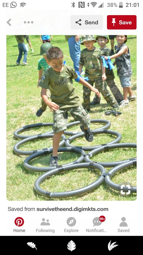 Army Birthday Party Activities, Boys Army Birthday Party, Army Activities For Kids, Soldier Theme Birthday Party, Army Party Ideas For Kids, Kids Military Birthday Party, Kids Army Birthday Party, Army Trunk Or Treat, Army Men Birthday Party