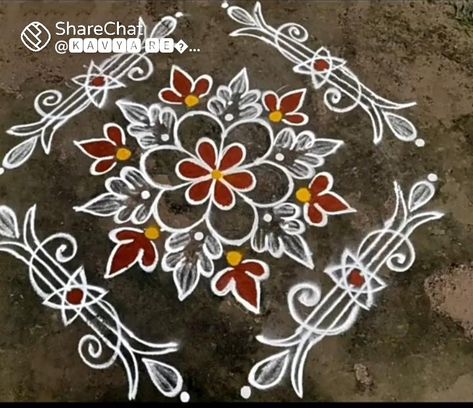 Mugullu Rangoli Designs, Muggulu Design Simple, Simple Art Designs, Simple Muggulu, Pattern Design Drawing, Easy Rangoli Designs Videos, Very Easy Rangoli Designs, Rangoli Designs Photos, Rangoli Designs Simple Diwali