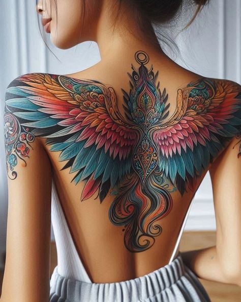 Wing Tattoo Women Back, Earth Angel Tattoo, Graceful Tattoo, Movement Tattoo, Fairy Wings Back Tattoo, Full Back Tattoo Women, Angel Wings Tattoo On Back, Full Back Tattoo, Ethereal Angel