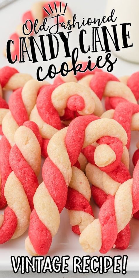 Candycane Peppermint Cookies, Mexican Christmas Cookies Decorated, Twisted Candy Cane Cookies, Christmas Goodie Plate Ideas, Peppermint Candy Cane Cookies Recipe, Candy Cane Cookies With Almond Extract, Candy Cane Twist Cookies, Peppermint Twist Cookies, Vintage Christmas Cookies Recipes