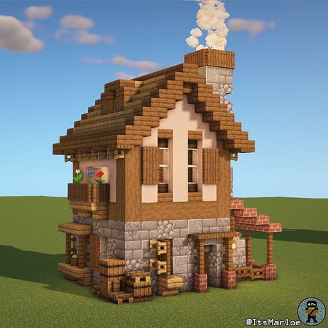 Marloe on Instagram: “The Weaponsmith’s House (Custom Villager House) • I’m making tutorials for all of my villager houses from my survival world’s custom…” Minecraft Kale, Villager House, Minecraft Villager, Case Minecraft, Garland Bedroom, Minecraft Village, Christmas Orange, Minecraft Structures, Minecraft House Ideas