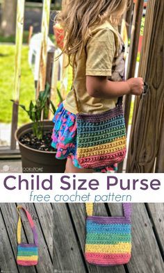 Crochet Child Purse, Crocheted Purses Free Pattern, Crochet Kids Bag, Crochet Little Bag, Crochet Totes, Purse Patterns Free, Tote Crochet, Toddler Purse, Purse Crochet