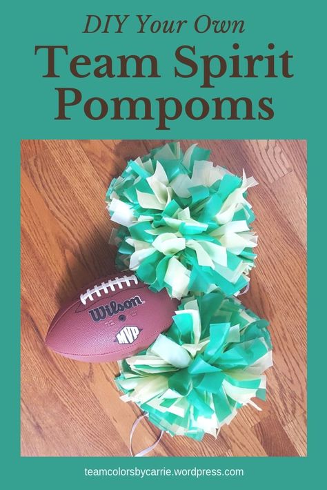 Did you know you can make your own team spirit pompoms dollar store items? Match your team colors and use them for game day party decor! Team Colors Ideas, School Spirit Crafts, Team Spirit Crafts, Game Day Quotes, Cheer Pom Poms, Sports Party Decorations, Football Spirit, Cheer Party, Football Decorations