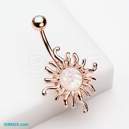 Rose Gold Blazing Opal Sun Belly Button Ring Cute Belly Rings, Belly Piercings, Bellybutton Piercings, Belly Button Piercing Jewelry, Belly Piercing Jewelry, Harry Potter Disney, Belly Button Jewelry, Belly Jewelry, Piercing Ring